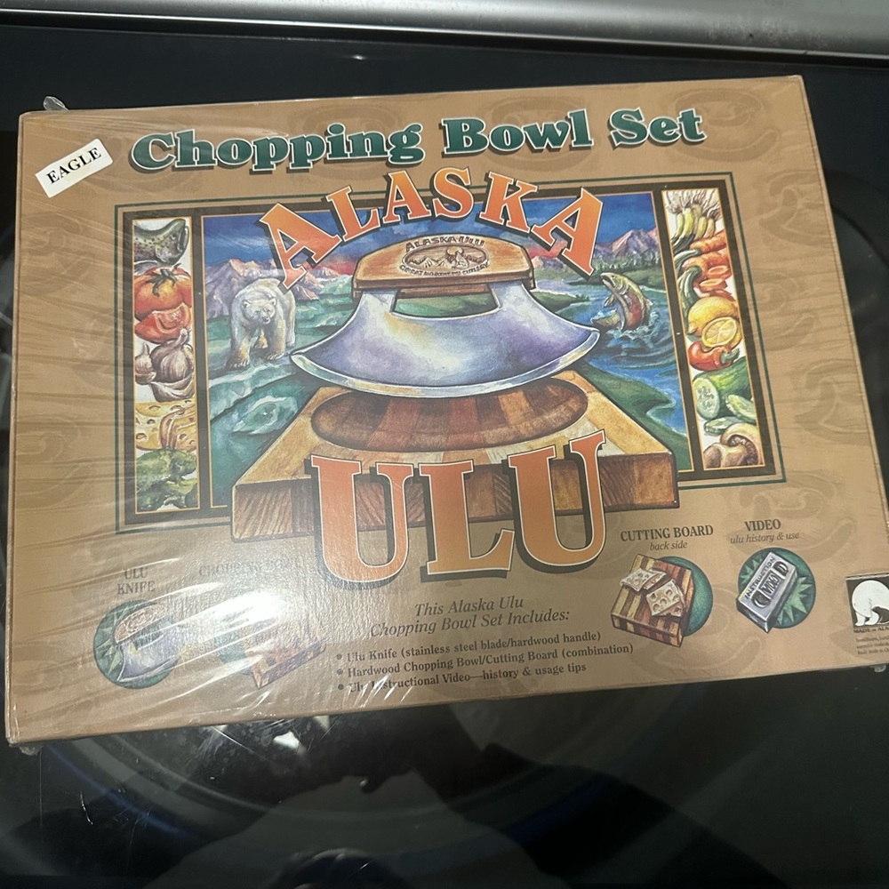 Alaska ULU Chopping Bowl Set - Brown/Tan Artwork